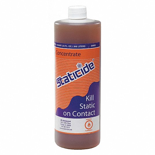 Anti-Static Concentrate: 32 oz Size, 1 qt, 1:39 or 1:99, Alcohol, Brown, Isopropanol
