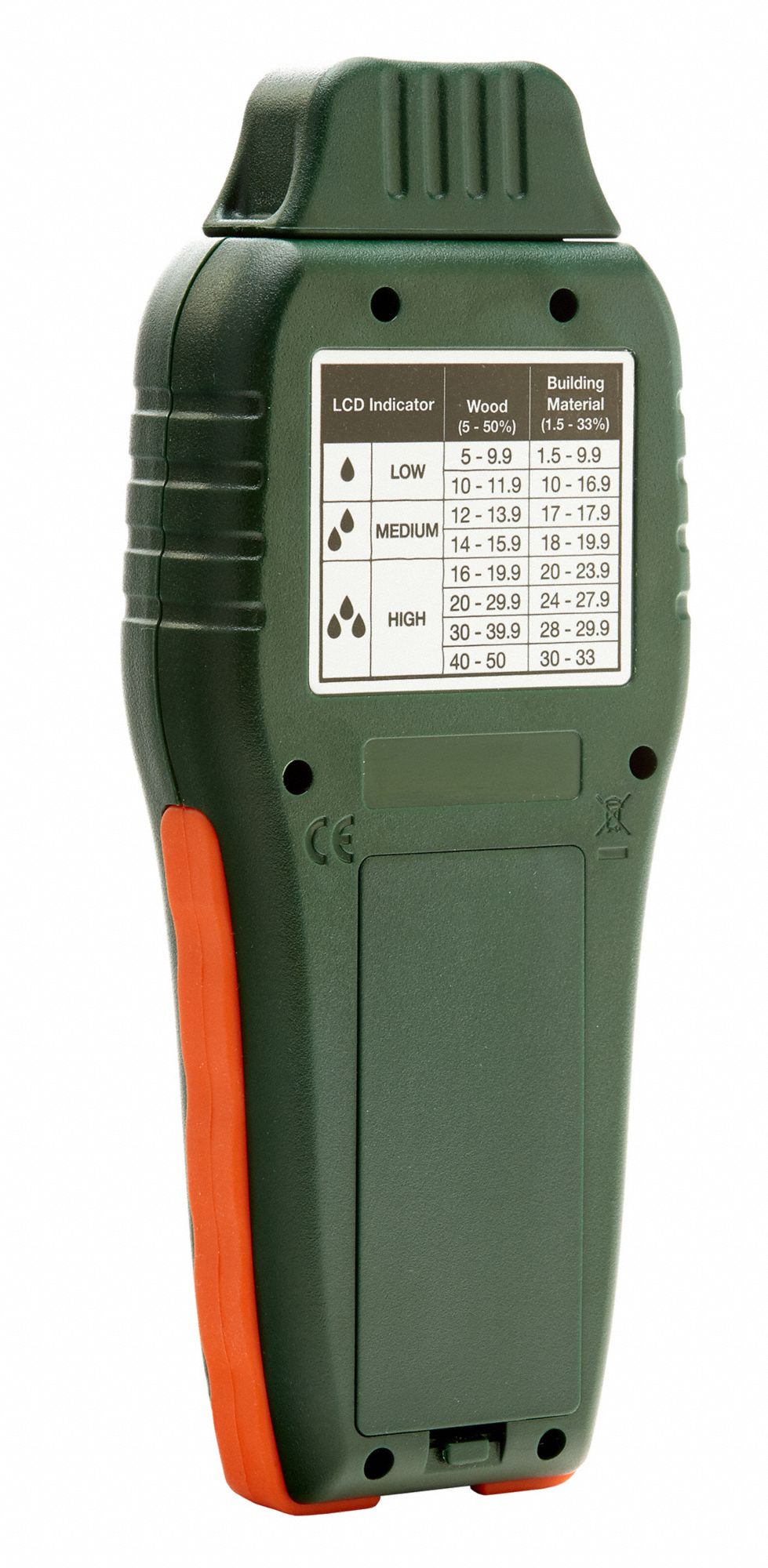EXTECH Moisture Meter 1.5 to 33 (Building Materials)/5 to 50 (Wood) Moisture Content, LCD