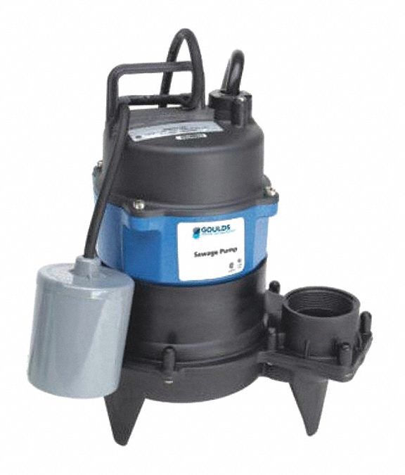 GOULDS WATER TECHNOLOGY Sewage Ejector Pump, HP 1/2, Flow Rate 10 Ft