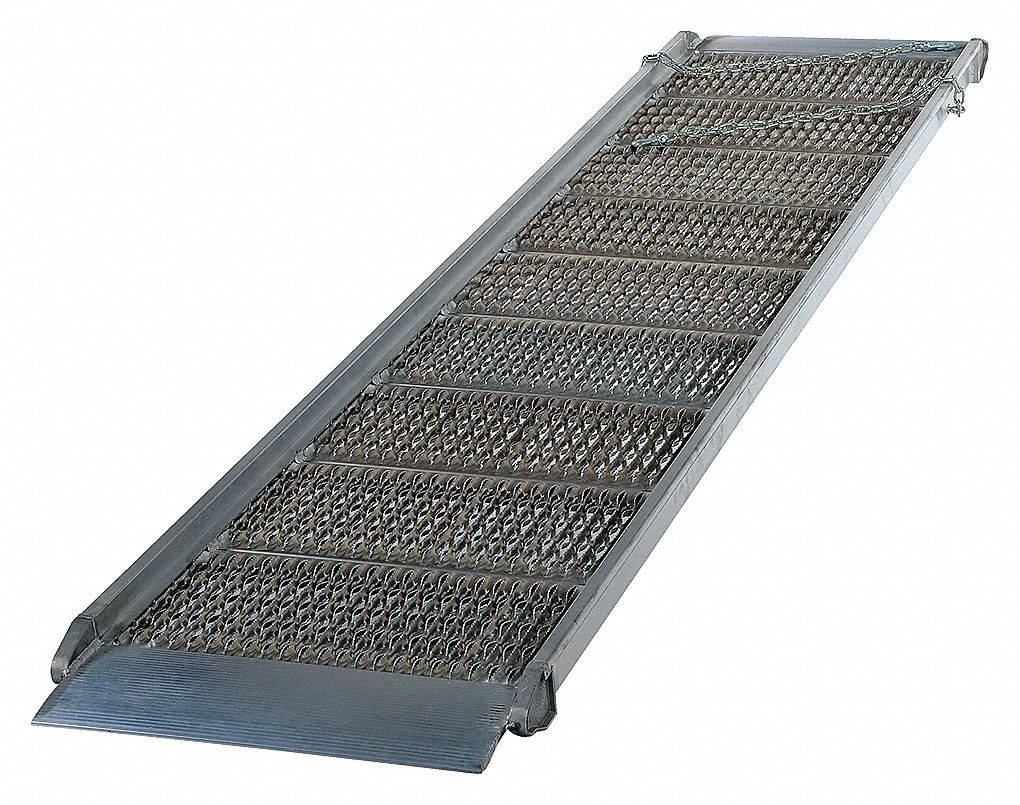 VESTIL GRIP-STRUT WALK RAMP, 38 IN W X 16 FT L, ALUMINUM, 1 1/2 IN SIDE ...