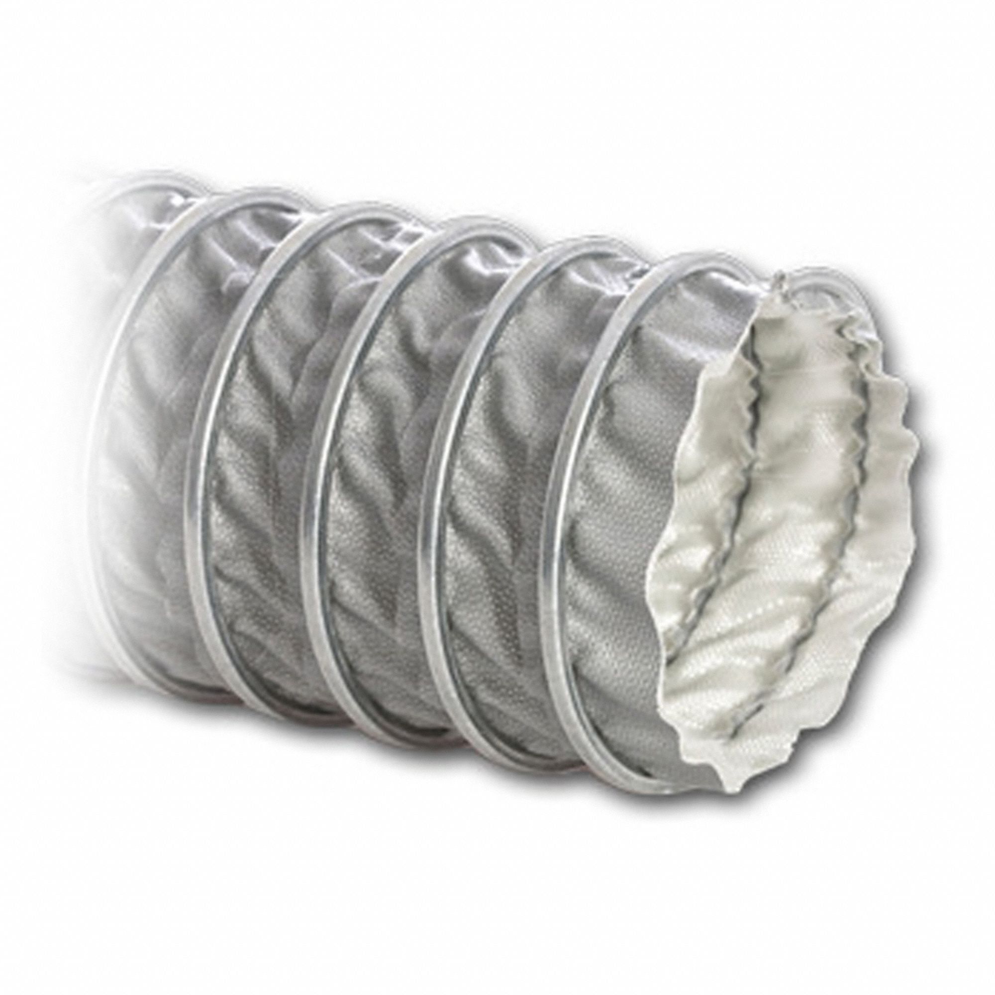 DUCT HOSE, FUME CONTROL/EXHAUST, TEMP -65 ° F - 600 ° F, SILVER, 25 FT X 6 IN, SILICONE