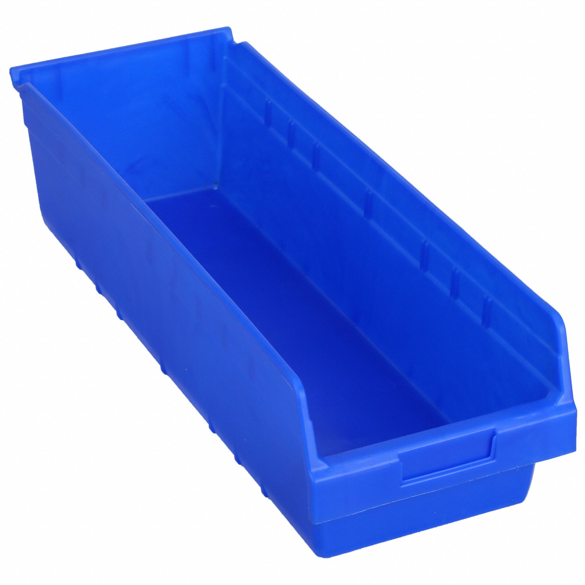 Shelf Bin: 23 5/8 in Overall Lg, 8 3/8 in x 6 in, Blue, Nesting Capable, Not Hangable