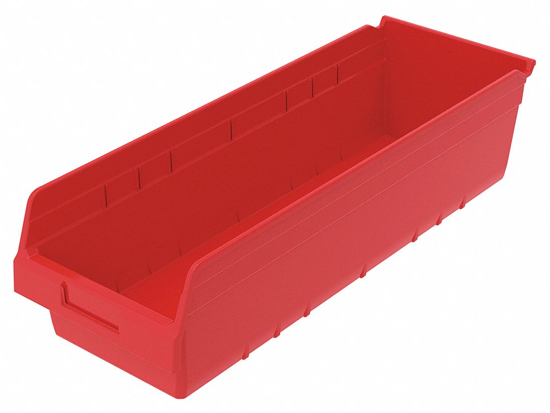 AKRO-MILS 30084RED Shelf Bin,Red,Plastic,6 in 40J799