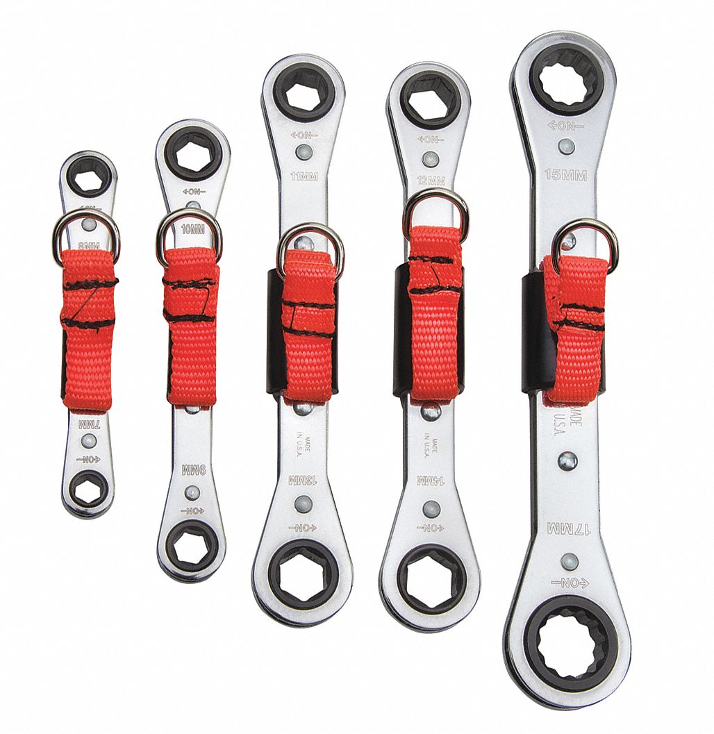 PROTO Box End Wrench Set Alloy Steel, Chrome, 5 Tools, 7 mm to 17 mm