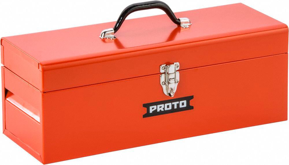 PROTO 20W Steel, Safety Red Portable Tool Box, Powder Coated, 9-1/2H 