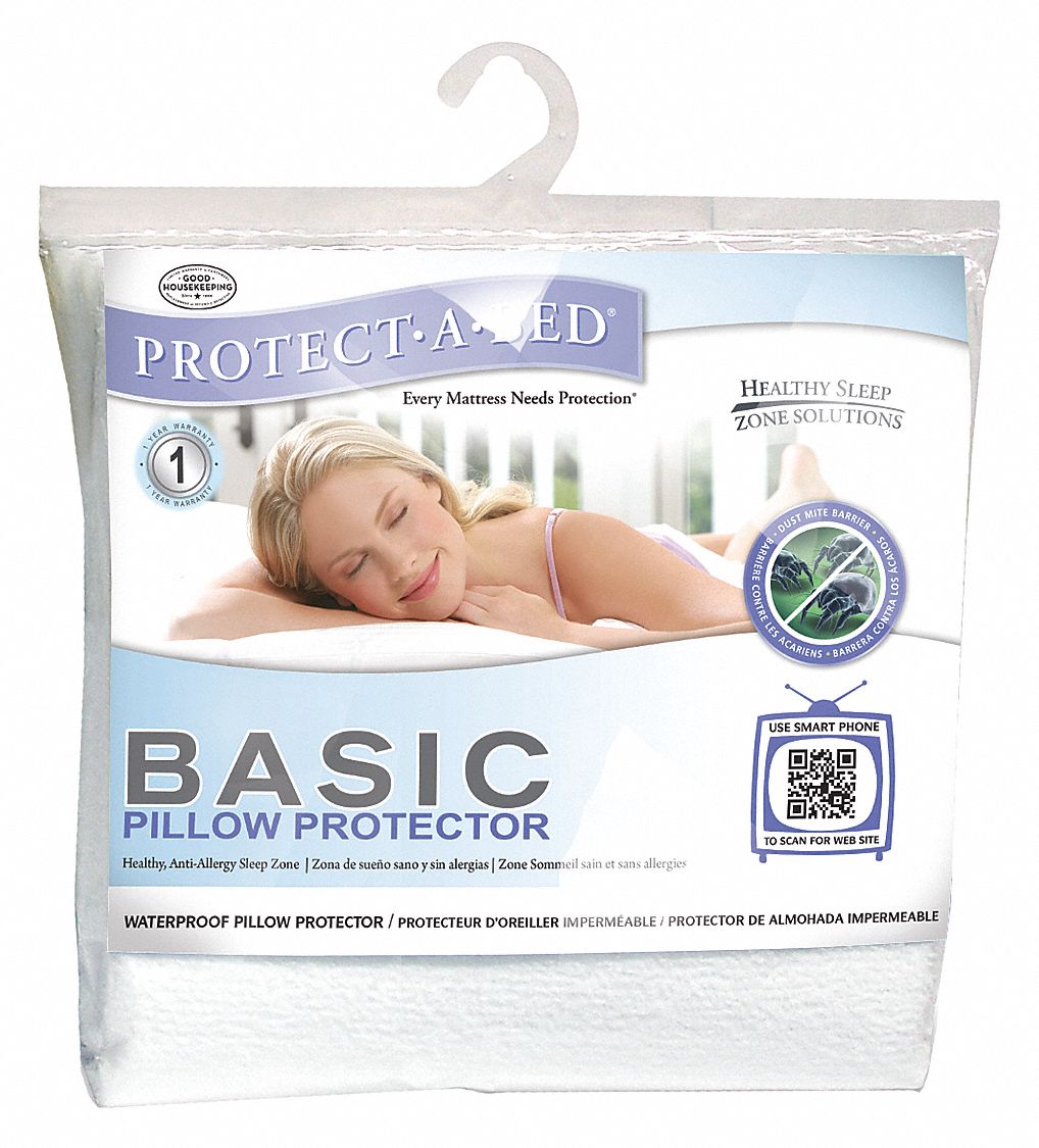 PROTECTABED Standard 100 Polyester Pillow Protector, White 40JF74