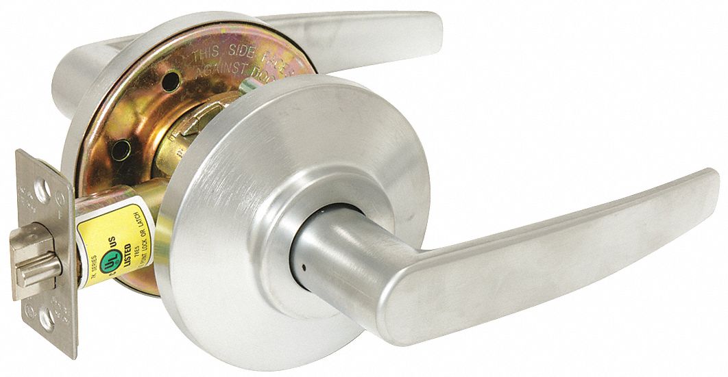 Door Lockset: Passage Lever Locksets, Chrome, ADA Compliant, Interchangeable Core