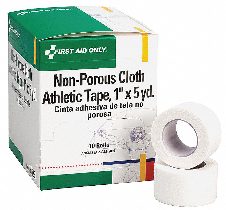 FIRST AID ONLY, White, 5 yd Roll Lg, Athletic Tape 40JH03H638 Grainger