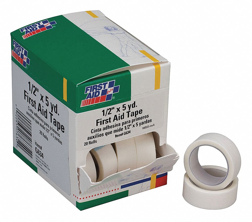 FIRST AID ONLY, White, 5 yd Roll Lg, First Aid Tape - 40JH07|40JH07 - Grainger