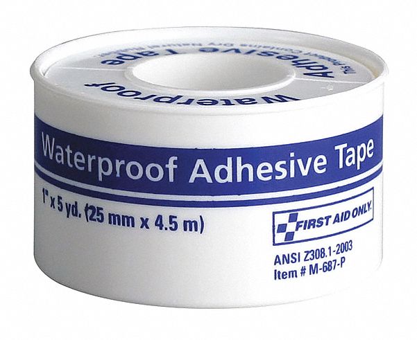 First Aid Tape: White, 5 yd Roll Lg, 1 in Tape Wd, Refill