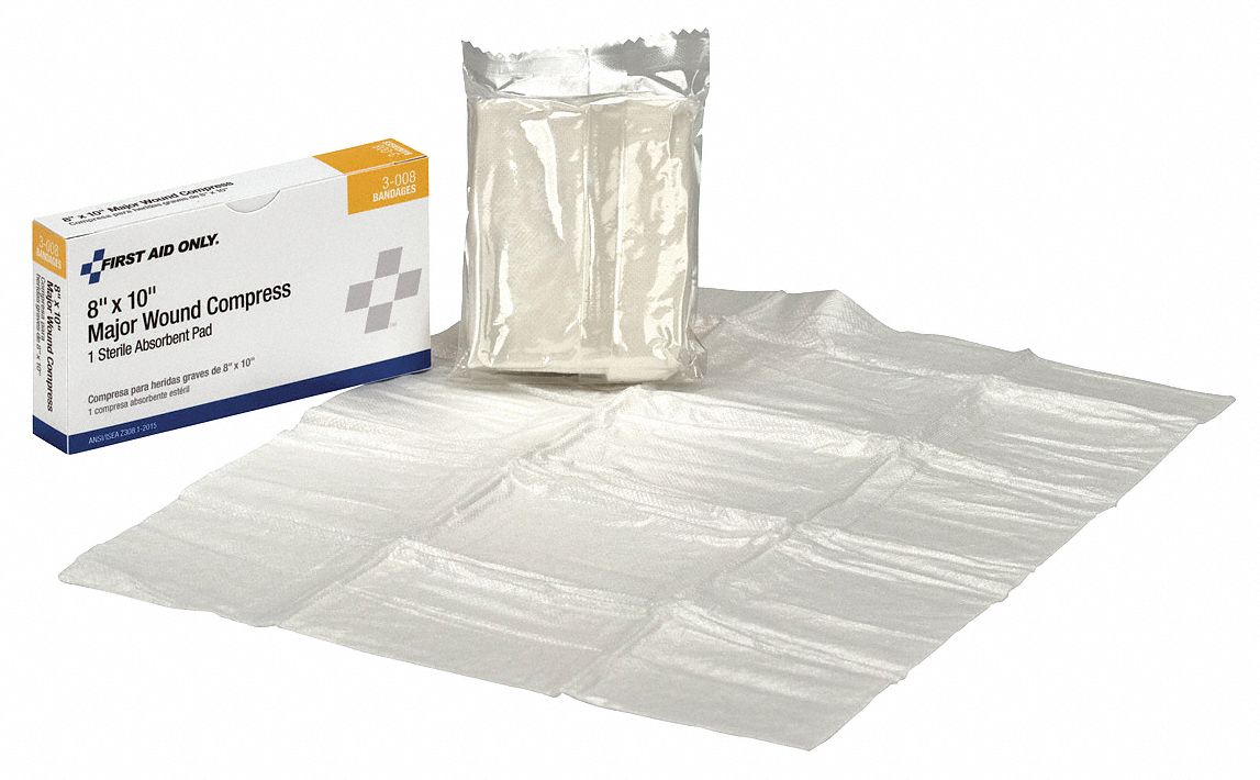 FIRST AID ONLY Trauma Pad, Bulk, Sterile, Gauze, Includes 8 x 10 in