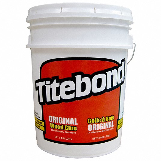 Titebond Wood Glue: Original, Extended Working Time, Interior Only, 5 gal, Pail, Clear