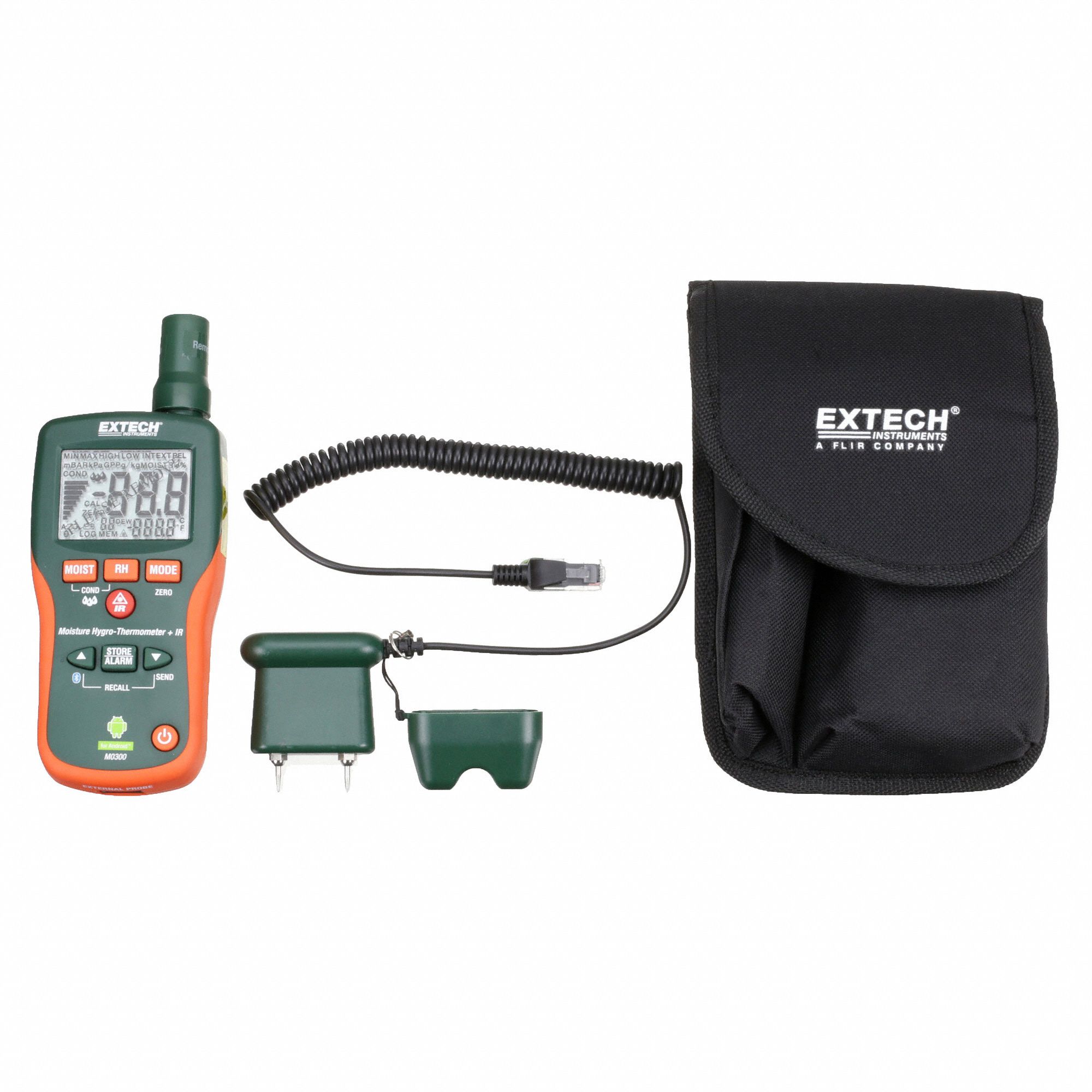 EXTECH Moisture Meter, with Bluetooth 40JZ49MO300 Grainger