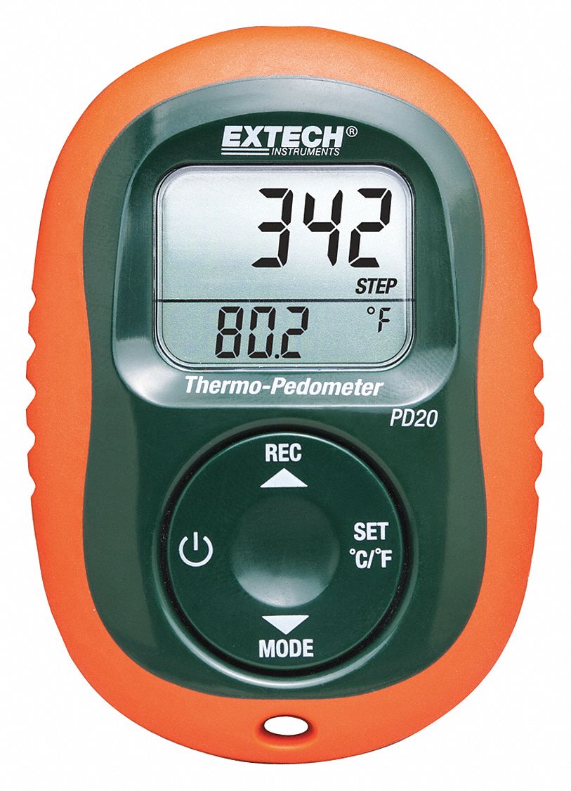 40JZ52 - Thermo Pedometer 1.2 oz. Green/Orange