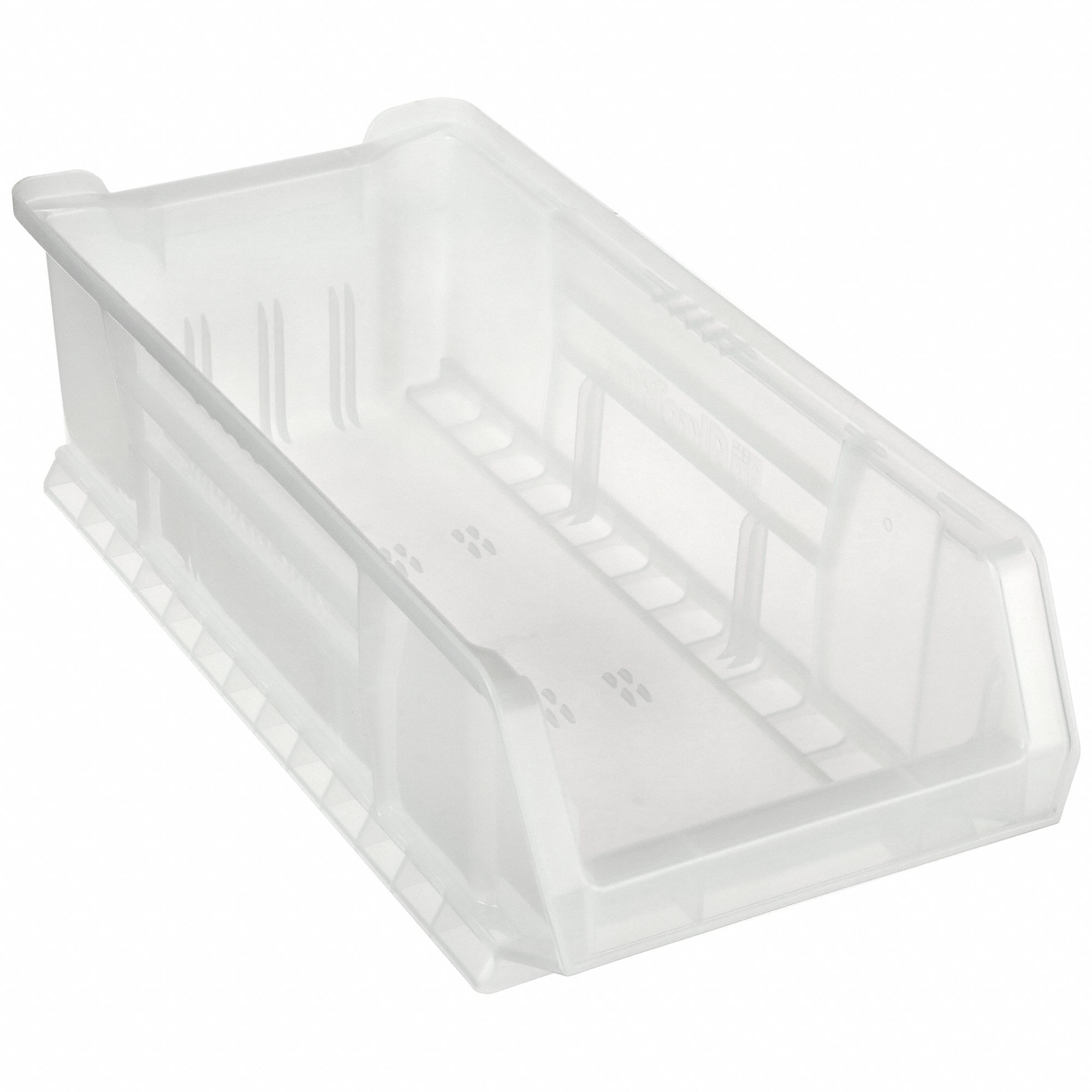 Super Size Bin: 23 7/8 in Overall Lg, 11 in x 7 in, Clear, Stacking Capable