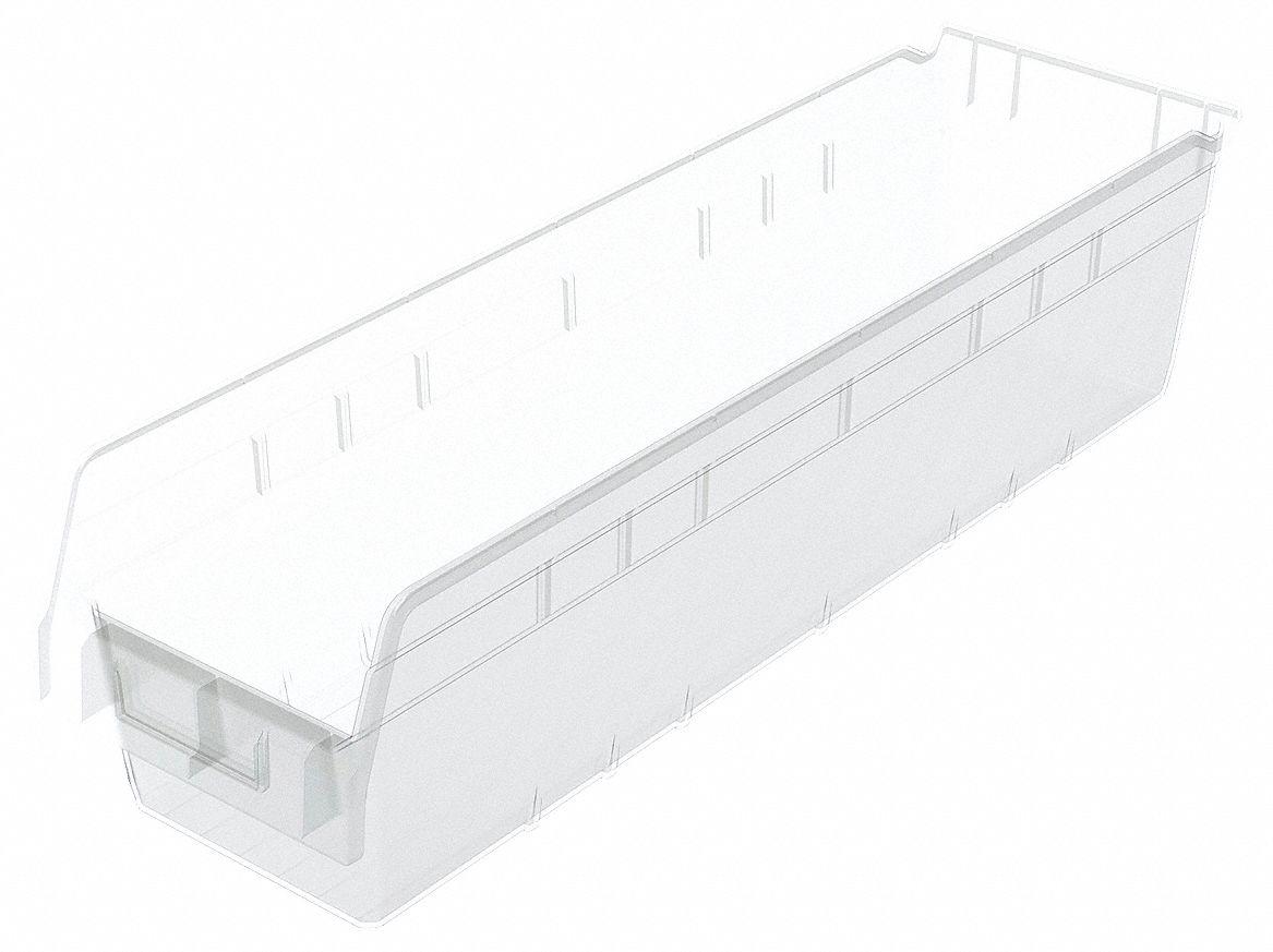 AKRO-MILS 30094SCLAR Shelf Bin,Clear,Plastic,6 in PK 6