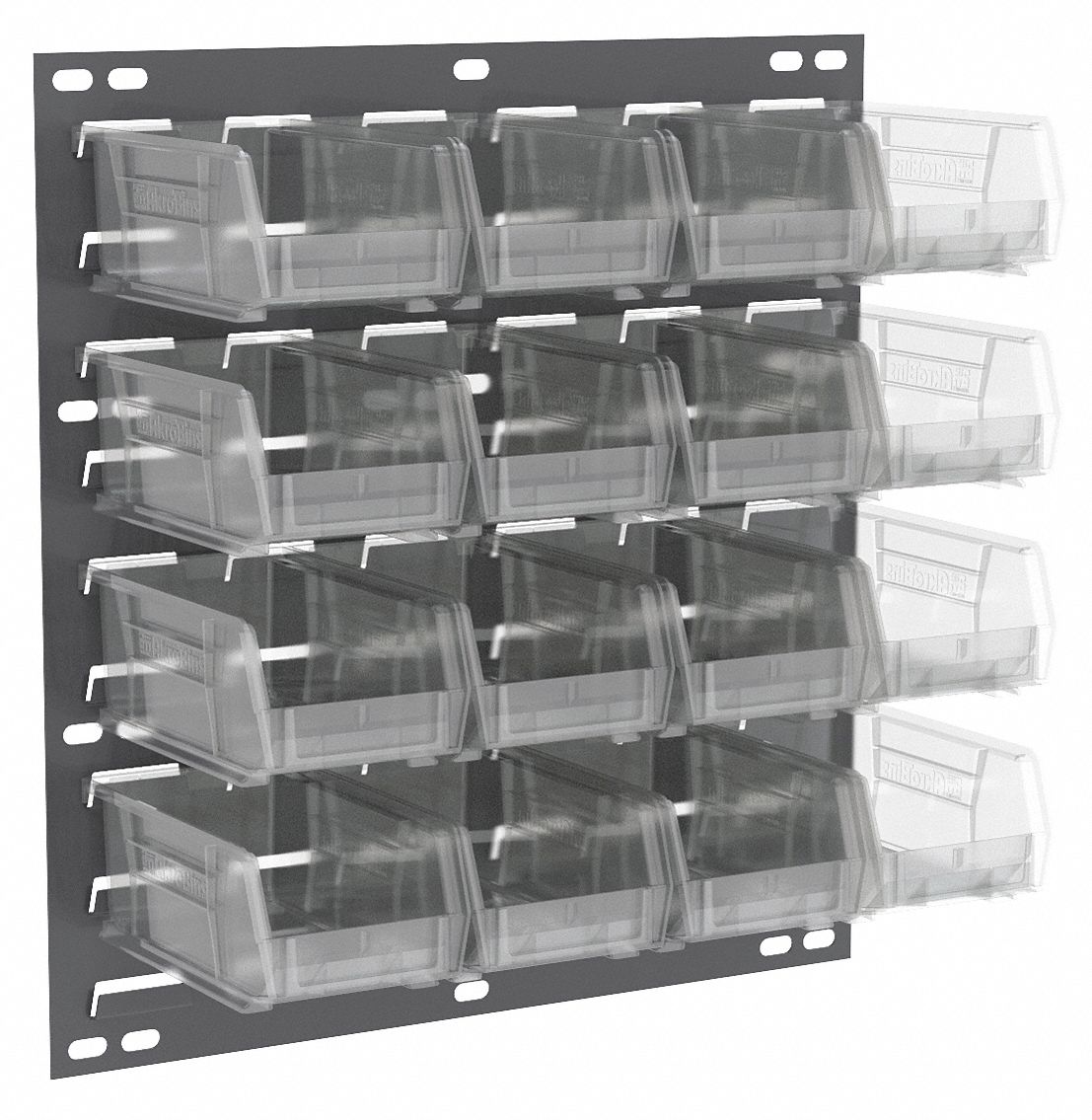 Louvered Panel: 20 in x 18 in x 4 5/8 in, 1 Sides, 16 Bins, Gray