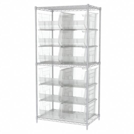 Wire Shelving with Stackable Shelf Bins