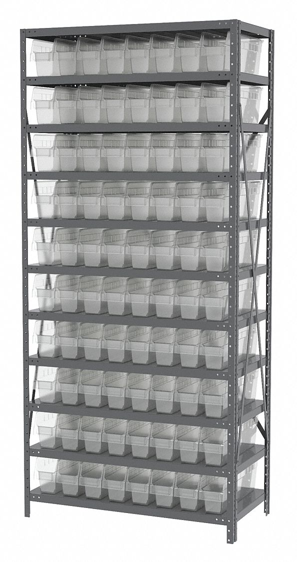 AKROMILS, 36 in x 18 in x 79 in, 1 Sided, Bin Shelving 40K553