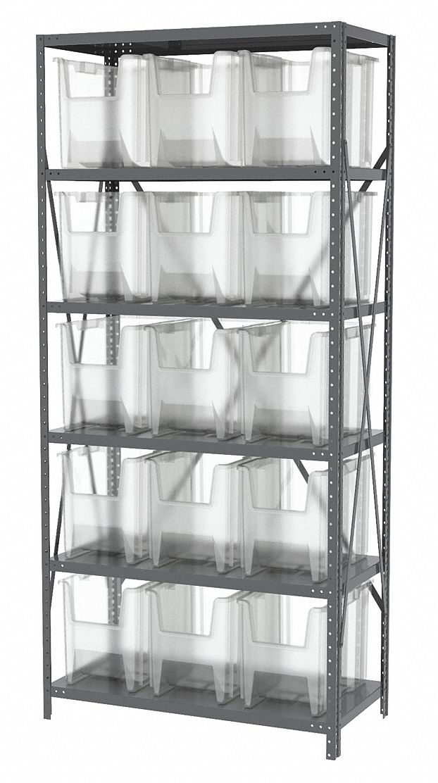 AKROMILS, 36 in x 18 in x 79 in, 1 Sided, Bin Shelving 40K557