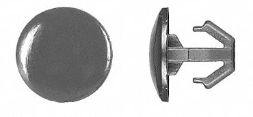 Nylon Retainers, Black, Dome, 9mm L, PK10: Metric, Hooked, Dome, 6 mm Shank Dia, 11 mm Overall Lg, 10 PK