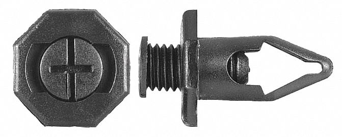 Nylon Retainers, Black, Dome, 24mm L, PK10: Metric, Arrow, Dome, 10 mm Shank Dia, Nylon, Black, 10 PK