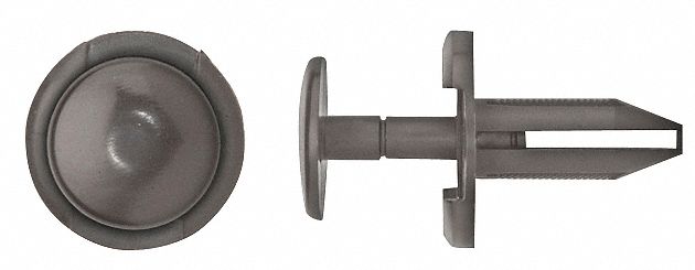 Nylon Retainers, Black, Dome, 16mm L, PK25: Metric, Arrow, Dome, 6 mm Shank Dia, 17 mm Overall Lg, 25 PK