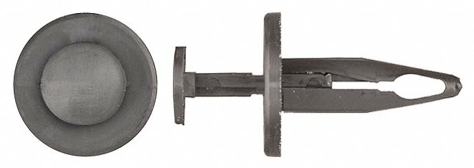 Nylon Retainers, Black, Dome, 29/32" L, PK25: Inch, Keyhole, Dome, 0.25 in Shank Dia, Nylon, 25 PK