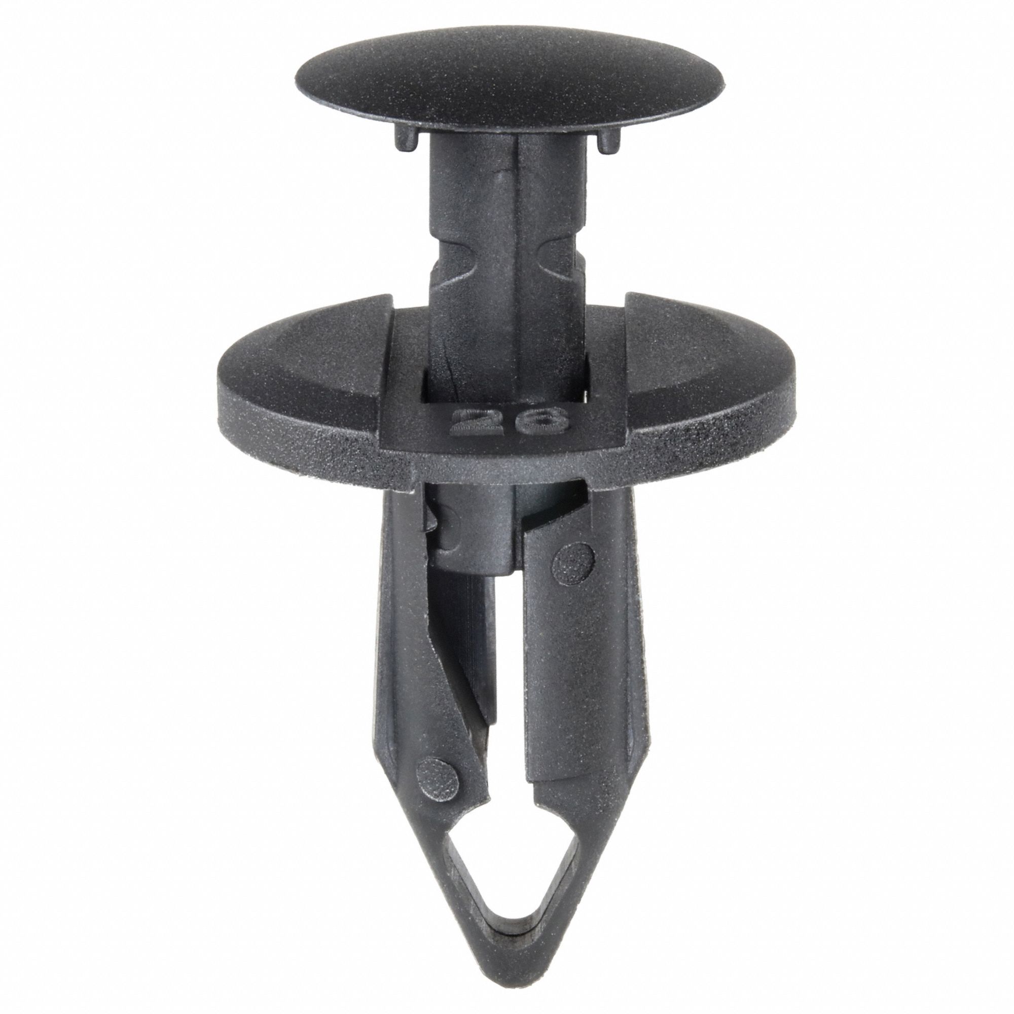 Nylon Retainers, Black, Dome, 20mm L, PK25: Metric, Keyhole, Dome, 8 mm Shank Dia, Nylon, Black, 25 PK