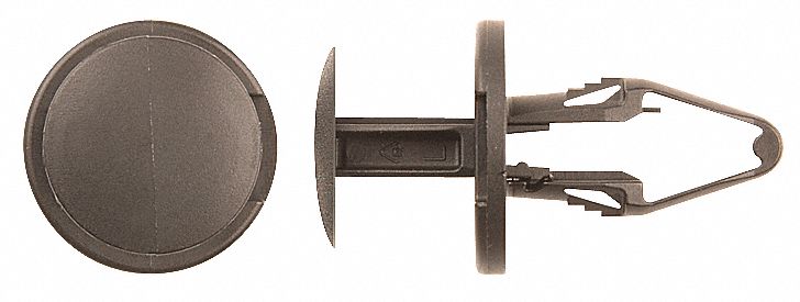 Nylon Retainers, Black, Dome, 22mm L, PK25: Metric, Keyhole, Dome, 8.5 mm Shank Dia, Nylon, Black, 25 PK