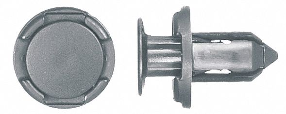 Nylon Retainers, Black, Dome, 13mm L, PK15: Metric, Dome, 9 mm Shank Dia, 14 mm Overall Lg, Nylon, 15 PK