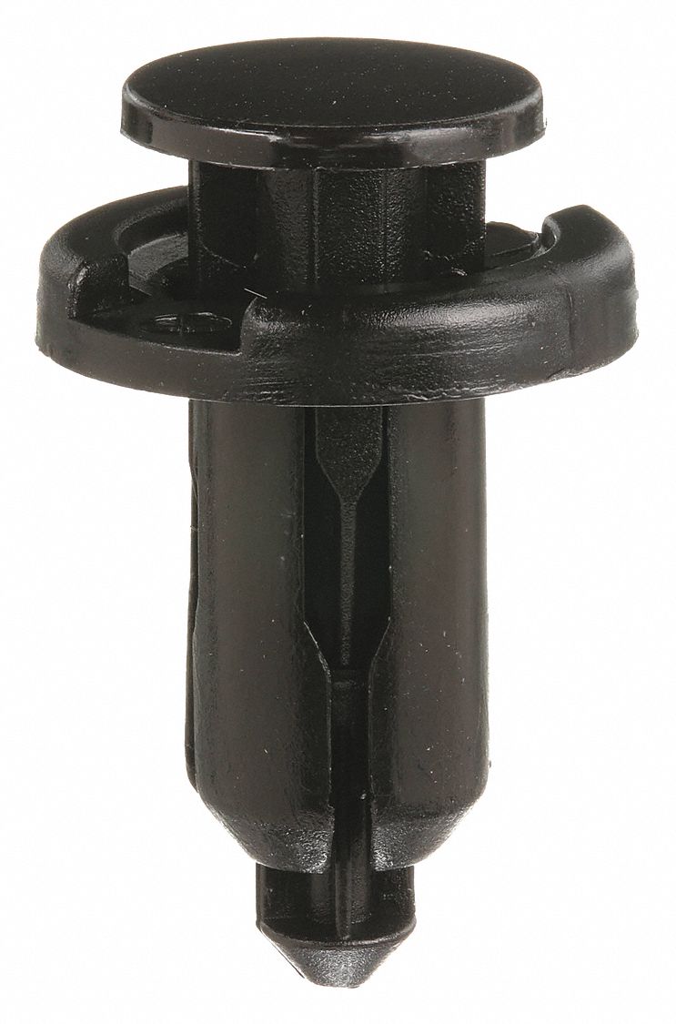 Nylon Retainers, Black, Dome, 18mm L, PK15: Metric, Dome, 10 mm Shank Dia, 19 mm Overall Lg, 15 PK