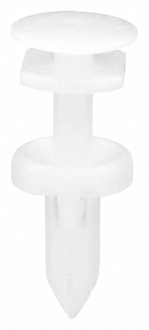 Nylon Retainers, White, Dome, 11/16" L, PK50: Inch, Dome, 0.25 in Shank Dia, 3/4 in Overall Lg, 50 PK