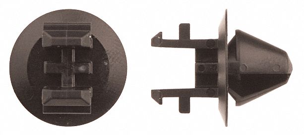 Nylon Retainers, Black, Dome, 12mm L, PK50: Metric, Solid, Dome, 10 mm Shank Dia, Nylon, Black, 50 PK