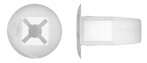 Push-In Rivet Retainer: 0.314 in Outside Dia, 0.165 in Inside Dia, Black, 25 PK