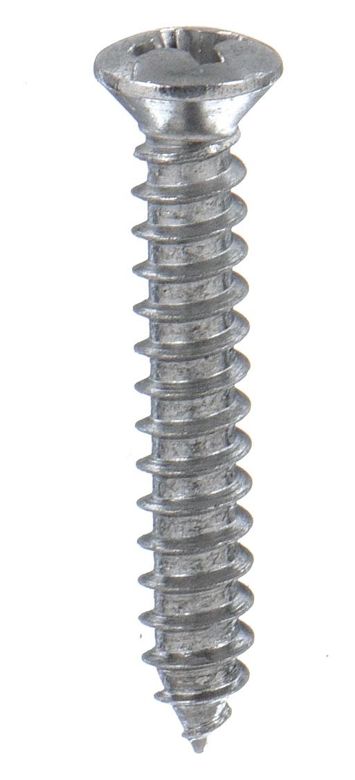 Sheet Metal Screw: #8 Size, 11/16 in Lg, Steel, Chrome-Plated, Phillips, Oval, 100 PK