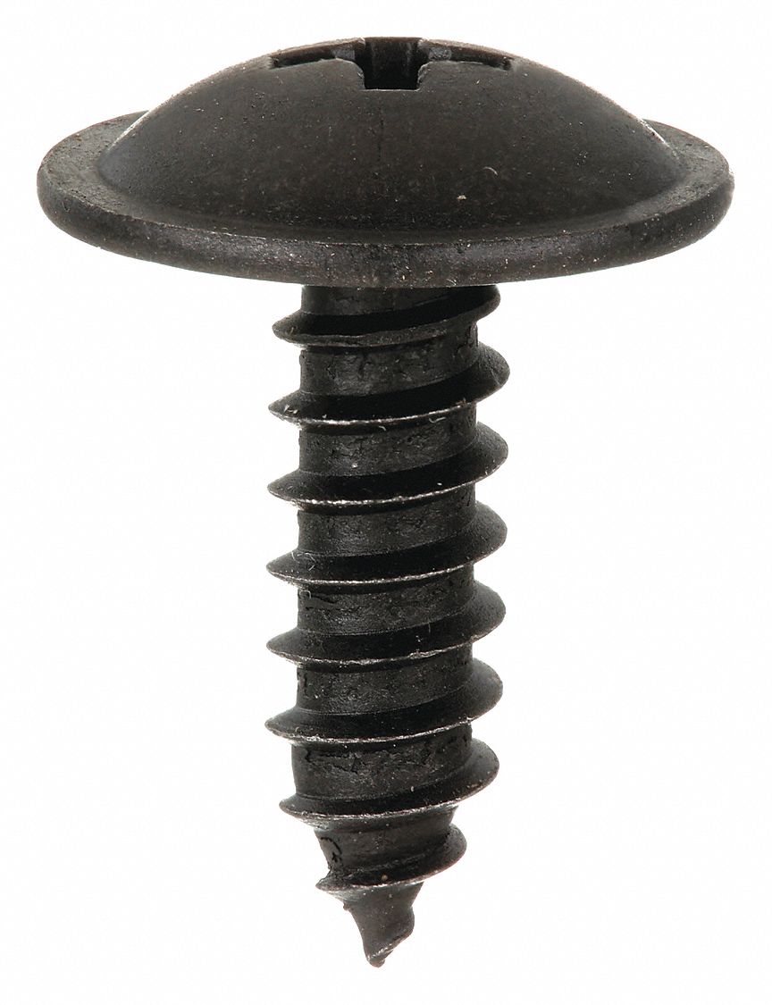 Sheet Metal Screw: M4.8 Size, 15 mm Lg, Steel, Phosphate, Phillips, Truss, 50 PK