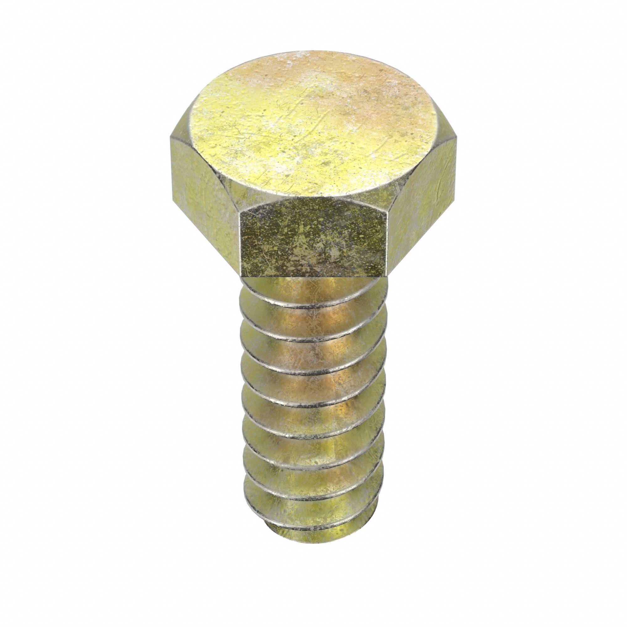 SEMS Screw: M6.3 Size, 14 mm Lg, Steel, Zinc Yellow, External Hex, Hex Washer, 25 PK