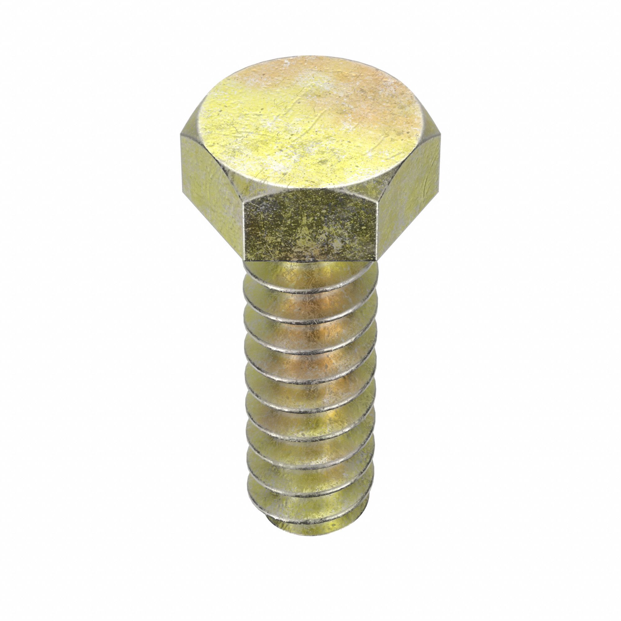 SEMS Screw: M6.3 Size, 16 mm Lg, Steel, Zinc Yellow, External Hex, Hex Washer, 25 PK