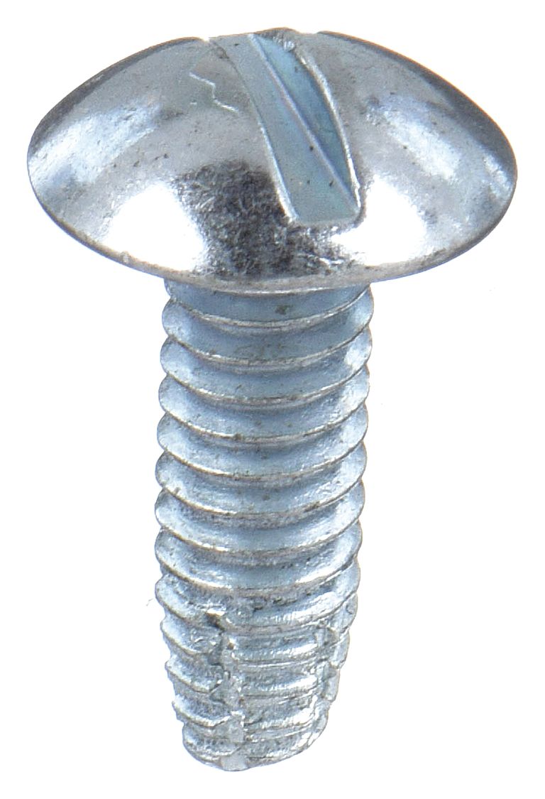 Sheet Metal Screw: 1/4 in Size, 9/16 in Lg, Steel, Zinc-Plated, Slotted, Truss, 50 PK