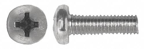 Machine Screw: M6x1.00 Thread Size, 17 mm Lg, Class 4.8, Steel, Zinc-Plated, Pan, Phillips, 50 PK