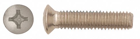 Machine Screw: M6x1.00 Thread Size, 23 mm Lg, Stainless Steel, Plain, Oval, Phillips, 25 PK