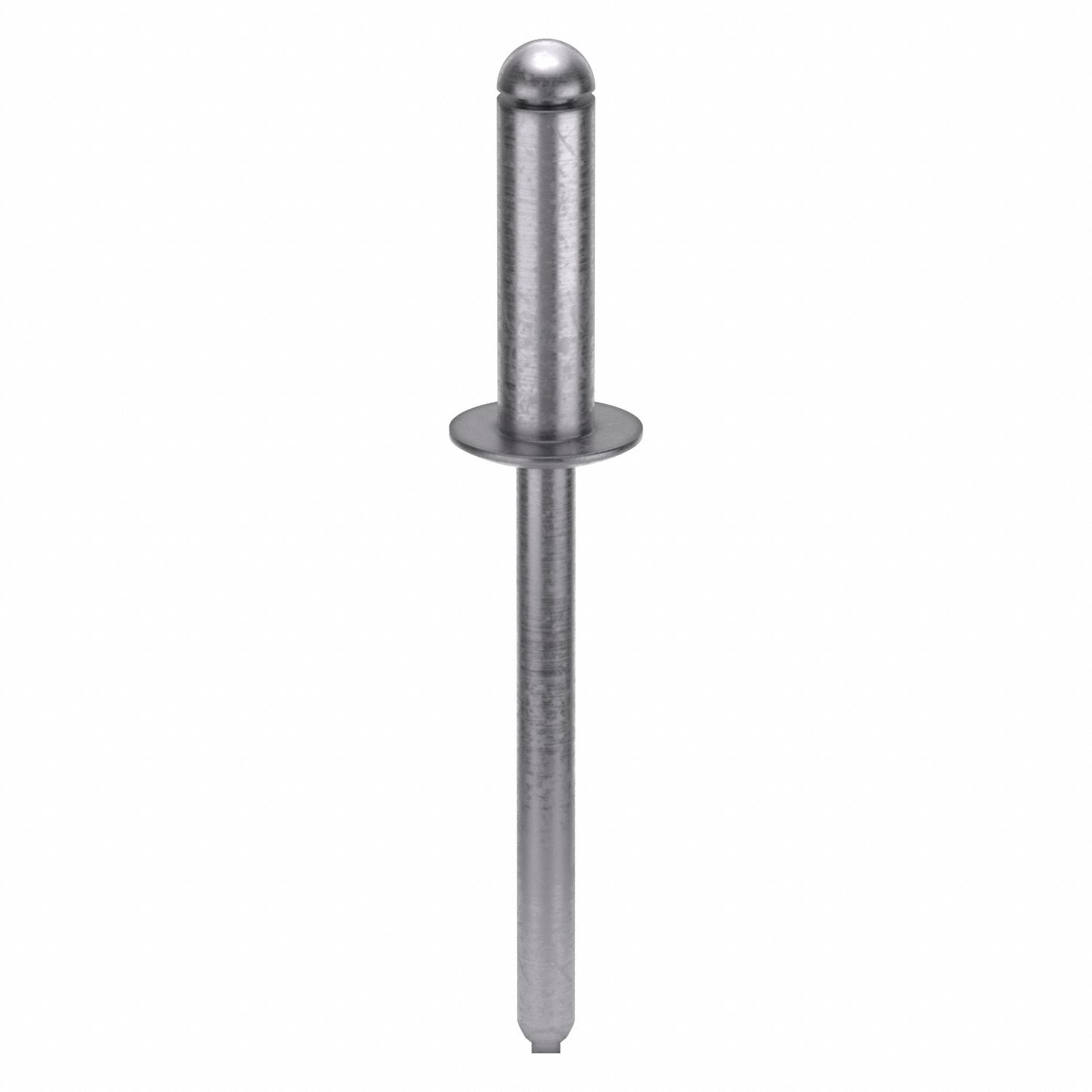 Blind Rivet, 0.1875 in dia, PK100: Inch, 21/32 in Body Lg, 0.1875 in Shank Dia, Open End, Dome, 100 PK