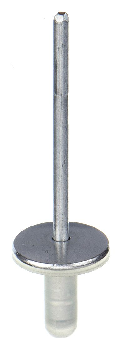 Blind Rivet, 15/64 in dia, PK15: Inch, 9/16 in Body Lg, 0.2344 in Shank Dia, Open End, Dome, 15 PK