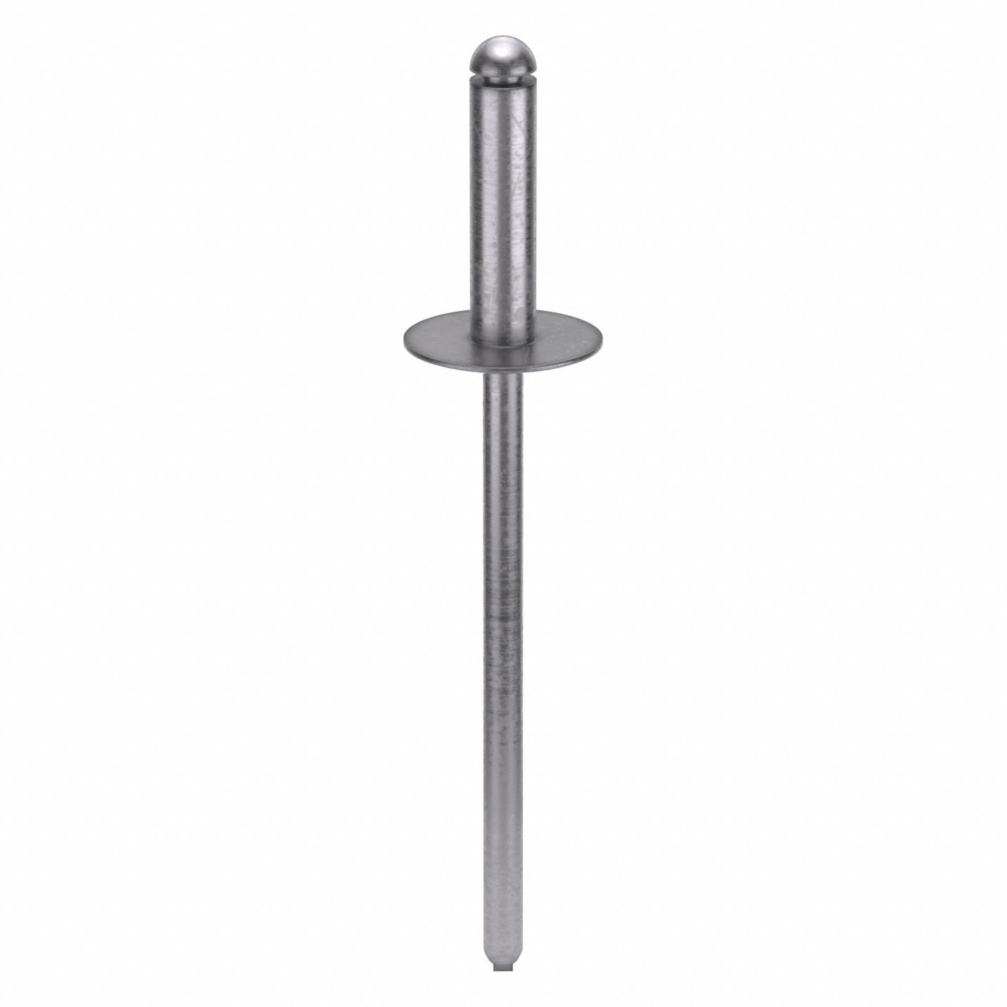 Blind Rivet, 1/8 in dia, PK50: Inch, 1/2 in Body Lg, 0.125 in Shank Dia, Open End, Dome, Steel, 50 PK