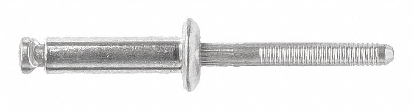 BLIND RIVET, ¼ IN DIA, INCH, 2 9/16 IN BODY L, ¼ IN SHANK DIA, OPEN END, DOME, 25 PK