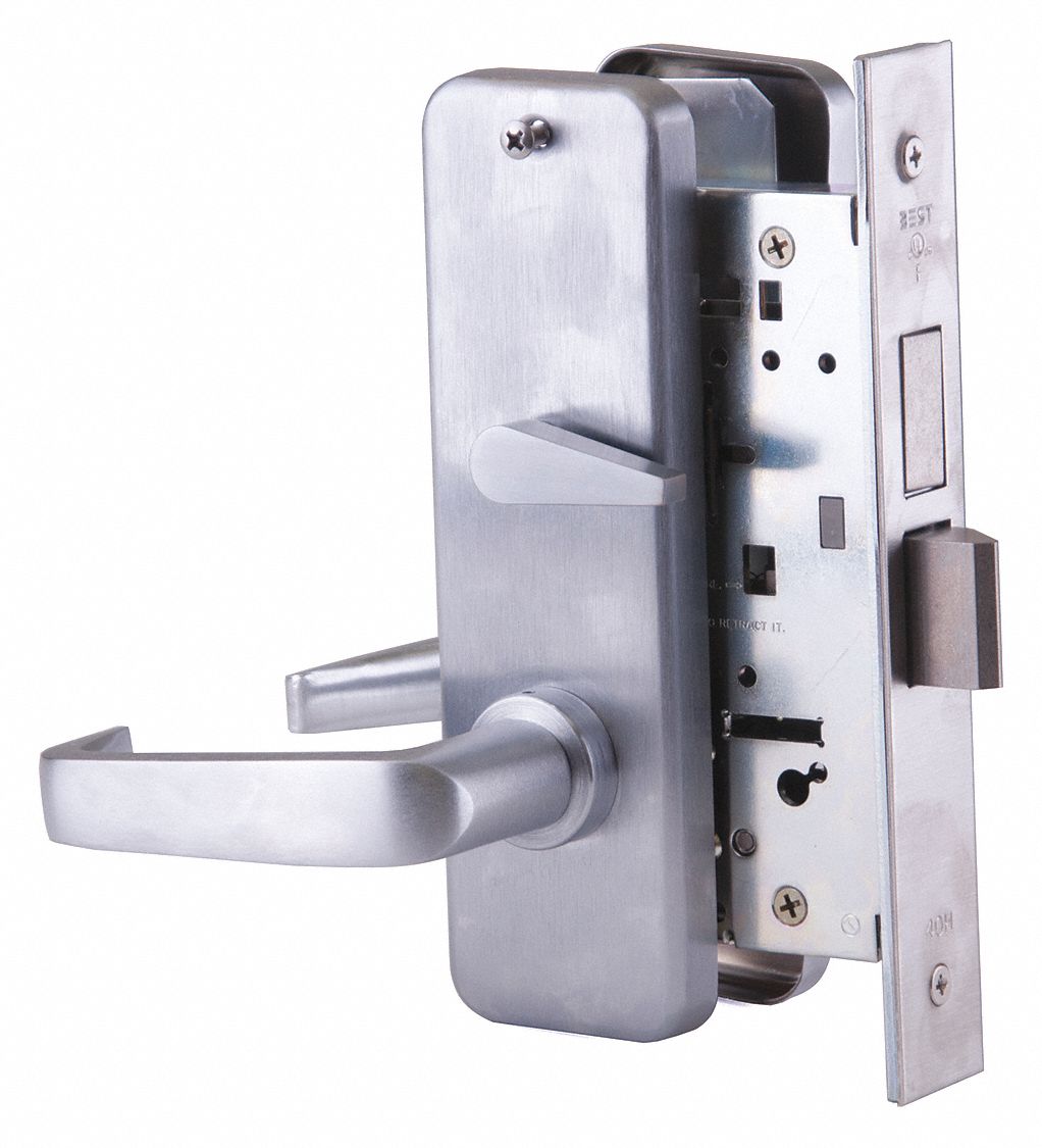 Door Lockset: Privacy Lever Locksets, Chrome, ADA Compliant, Interchangeable Core