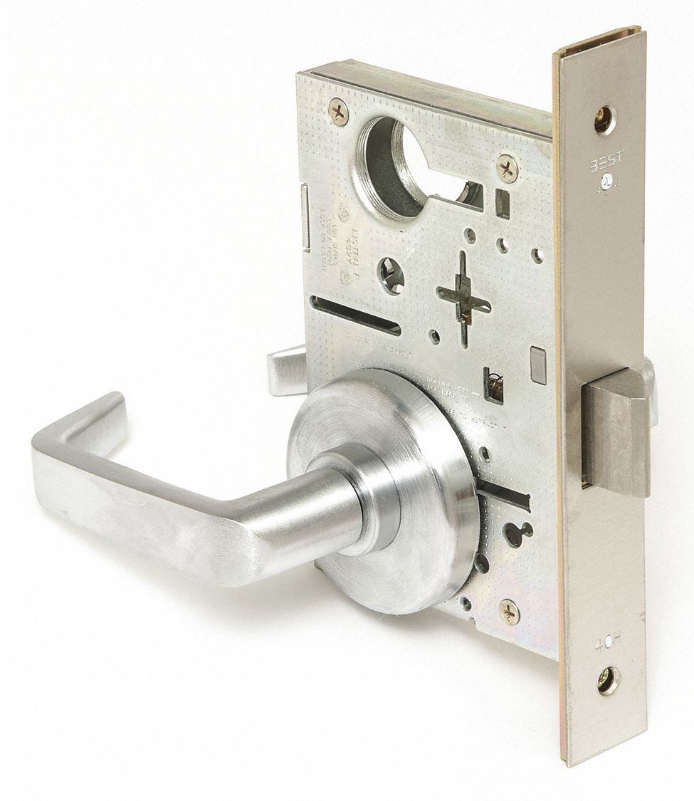 Door Lockset: Passage Lever Locksets, Chrome, ADA Compliant, Interchangeable Core
