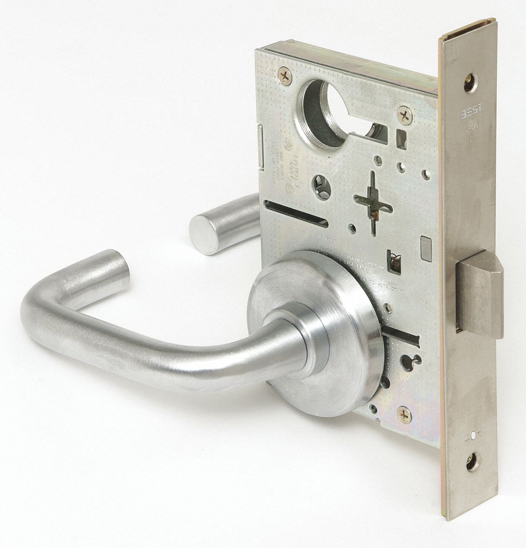 Door Lockset: Passage Lever Locksets, Chrome, ADA Compliant, Interchangeable Core