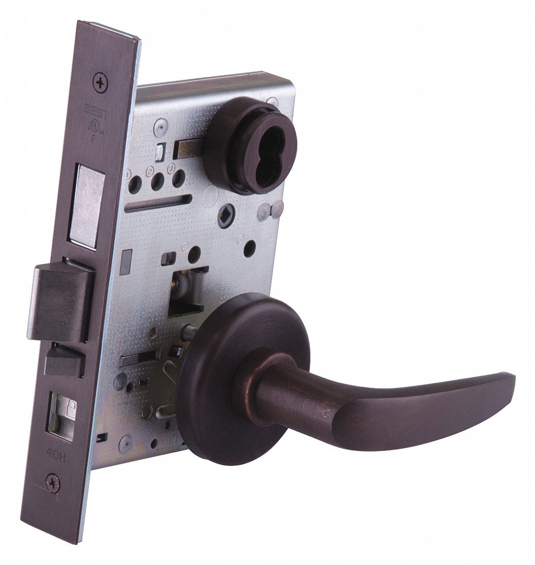 BEST Mortise Lockset, Mechanical, Oil Rubbed Bronze, 2 3/4 in Backset